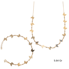 Kelebekli 2'li Set Kolye-Bileklik